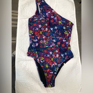 Summersalt The Ruched Sidestroke Painted Meadows Floral One-Shoulder One Piece